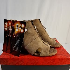 Reba “Barlow” suede wedge sandals